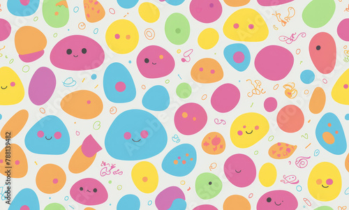 Colored childrens doodle pattern. Abstract seamless pattern. AI generated.