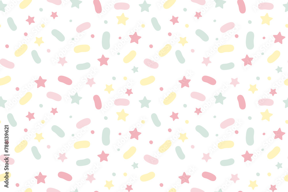 Sprinkle vector seamless pattern with stars and dots. Donut vector background. Sweet cake, confetti, candy texture. Colorful wallpaper Sprinkle vector seamless pattern with stars and dots. Donut vector background. Sweet cake, confetti, candy texture. Colorful wallpaper