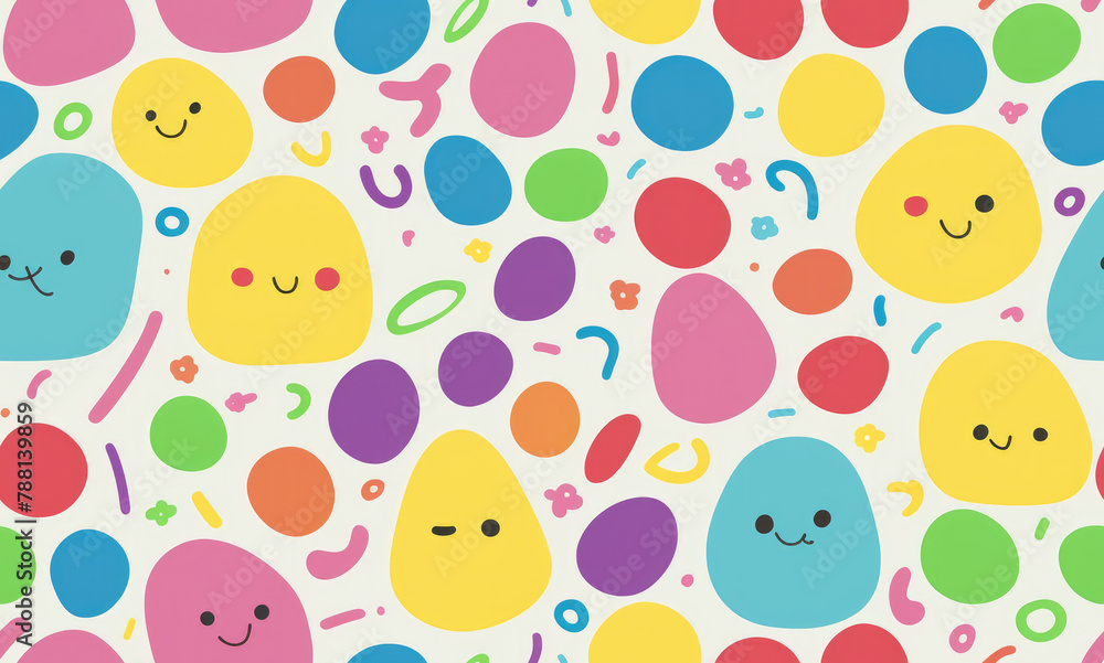 Colored childrens doodle pattern. Abstract seamless pattern. AI generated. Colored childrens doodle pattern. Abstract seamless pattern. AI generated.