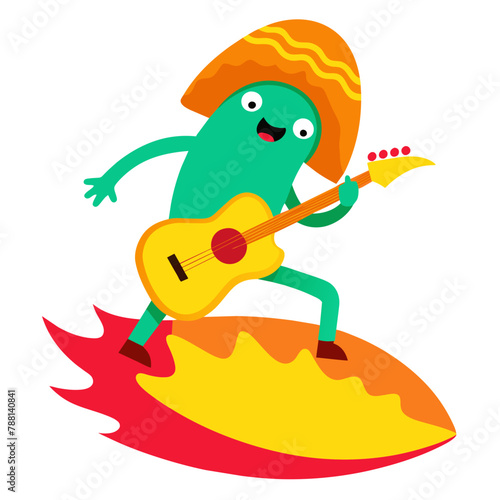  Surfing Salsa Shredder  Taco Rockstar Rides Wave of Flavor with Electric Guitar on T-Shirt Graphic