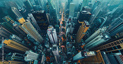 Drone-shot photo of a metropolis. Generative AI. © visoot