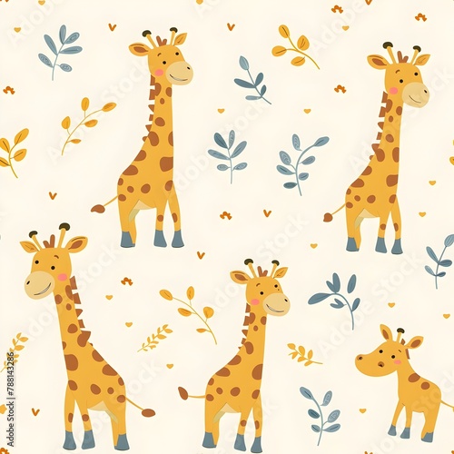 Charming Giraffe Seamless Pattern in Nursery Style