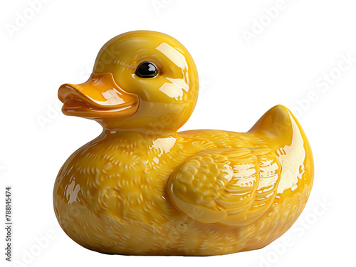 yellow toy duck isolated on a transparent background. PNG