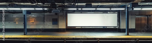 Empty billboard in a subway station