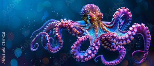 Neon octopus underwater effect