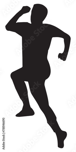 Player celebration silhouette. Sprinter vector illustration.