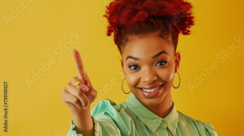 Woman with Red Curly Hair photo