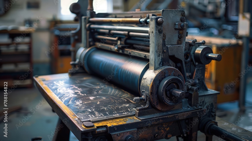 printing press in a factory. printing press in a factory.