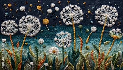 Dandilions Flower Pattern Embroidery Art