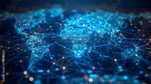 Global Data Mesh: A Blue Network Tapestry. Concept Data Platforms, Global Network, Information Sharing, Technology Innovation, Data Management