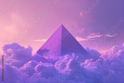 a great pyramid in the clouds above the sky