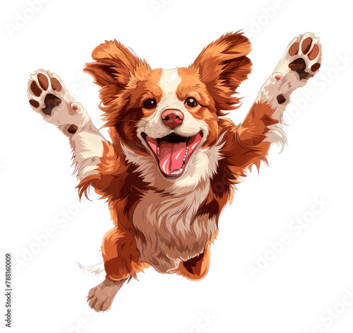 illustration dog jumping white background