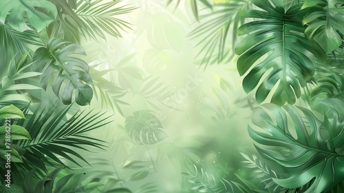 Lush Jungle Scene With Green Leaves © artdolgov