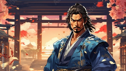 Samurai, comic book style photo