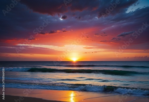 Serene Sunset Views at an Exotic Island Getaway, Watercolor style