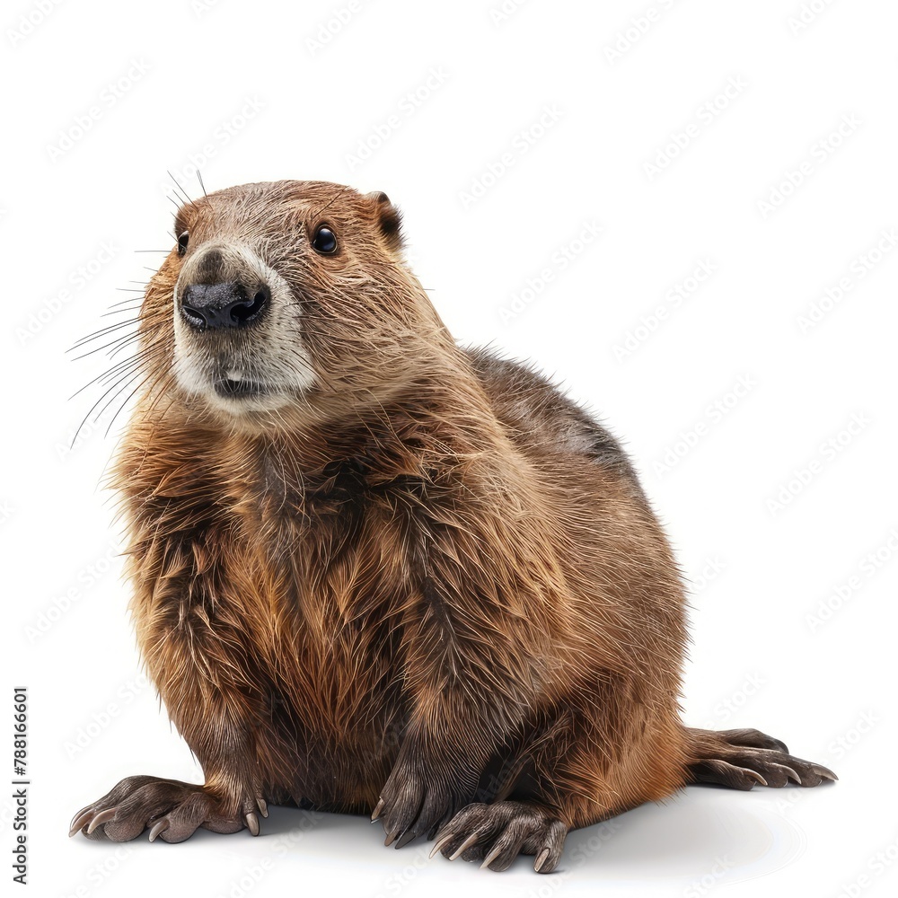 Photo of Beaver isolated on white background Photo of Beaver isolated on white background