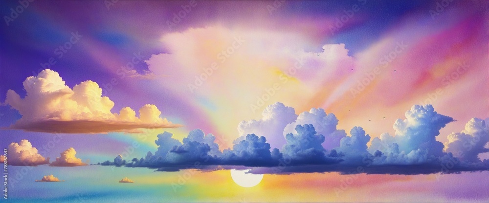 Purple Hues: A Vibrant Watercolor Sky Purple Hues: A Vibrant Watercolor Sky