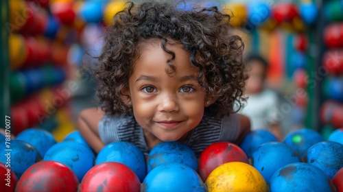 child playing with balls