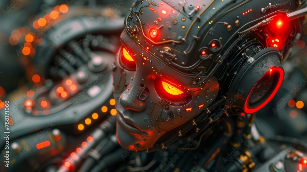 Fototapeta premium cyborg. robot with man