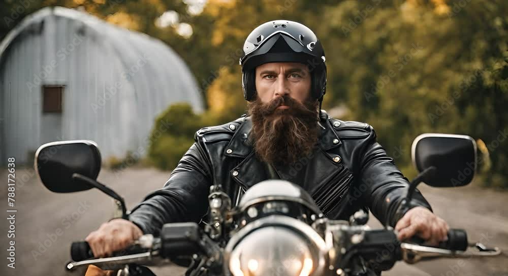 Biker man with beard and motorcycle helmet. Biker man with beard and motorcycle helmet.