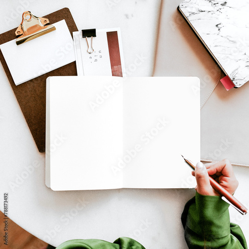 Принти на полотні Columnist writing on a book