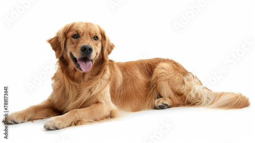 A golden retriever on white background