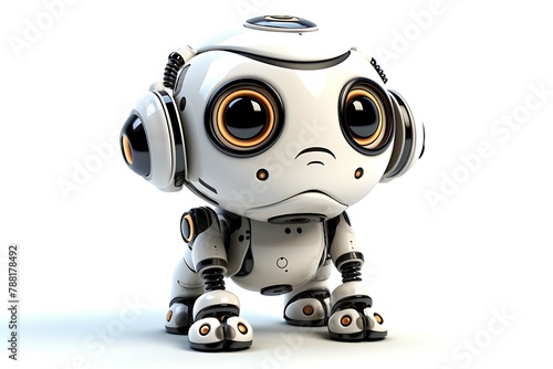 Ai in the form of a toy. Joyful robot on a white background. Technology of the future. Cyborgs. © Liudmyla