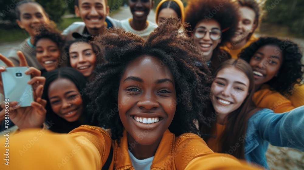 A Cheerful Group Taking Selfie