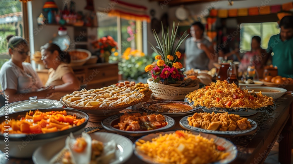 Abundance of Various Foods on a Festive Table