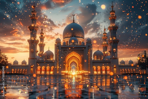 mosque islam religion architecture travel sky landmark minaret muslim sunset dome photo