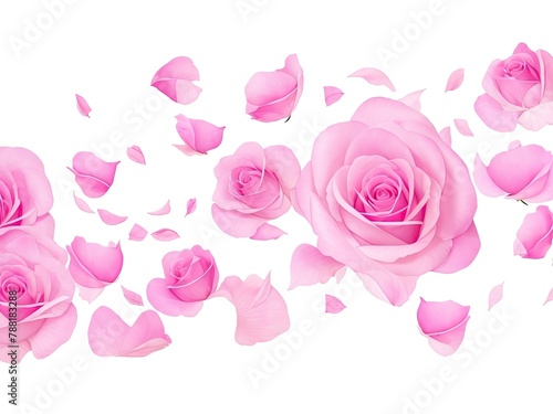 Romantic transparent background with pink rose petals  png