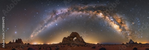 Galaxy astronomy arch panorama view of the Milky Way arch