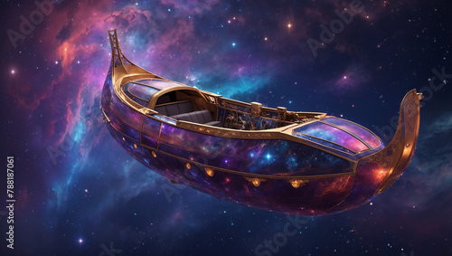 A gondola floating in space