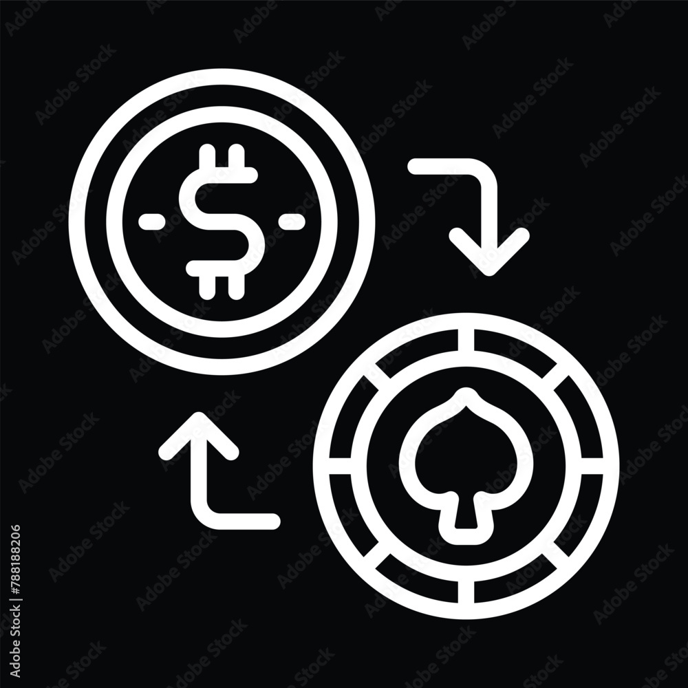 gambling chips and exchange money icon gambling chips and exchange money icon