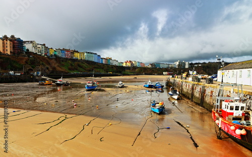 Tenby Harbour, Colourful Bay, Stormy Clouds