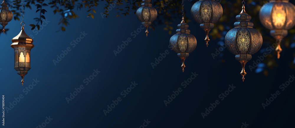 3D illustration of Eid Mubarak background. Generative AI