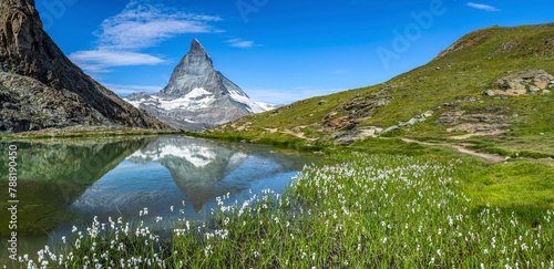 View of beautiful aerial perspective of Matterhorn mountain, Zermatt, Switzerland.