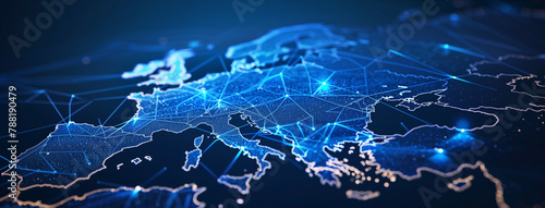 abstract background  World map Abstract digital map of Western Europe  concept of European global network and connectivity  data transfer and cyber technology  Ai