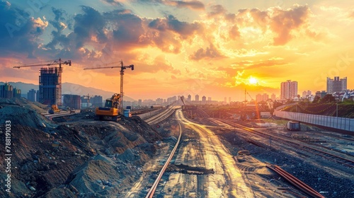 Civil construction encompasses the planning, excavation, foundation laying, and structural assembly required for infrastructure projects like roads, bridges, and buildings. photo