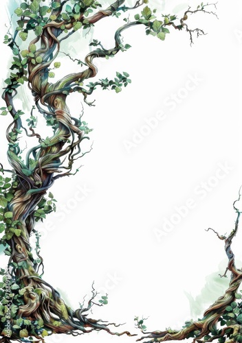 Druid root page frame and plants on white background