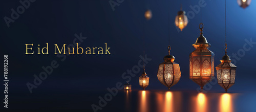 3D illustration of Eid Mubarak background. Generative AI