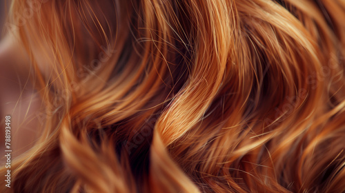 Natural Beauty  Closeup of Auburn Hair with Off-Center Flow and Soft Highlights