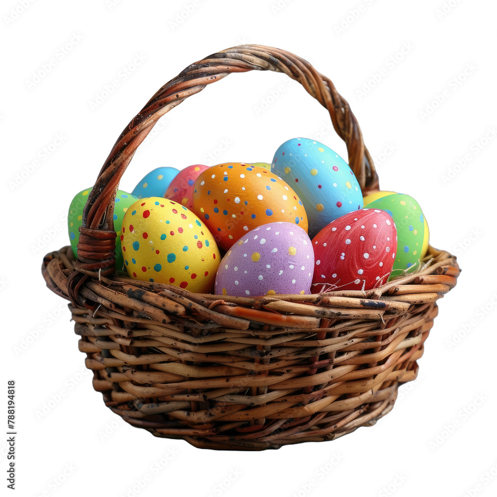 colorful easter eggs in basket