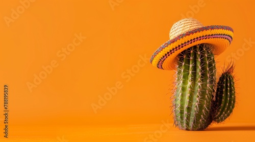 Mexican cactus in sombrero