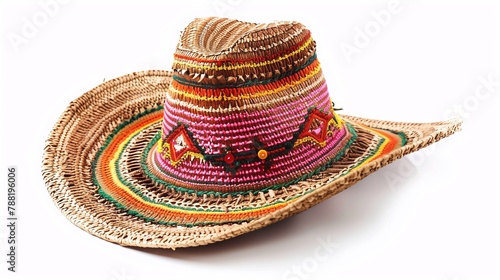 Straw sombrero with bright pattern
