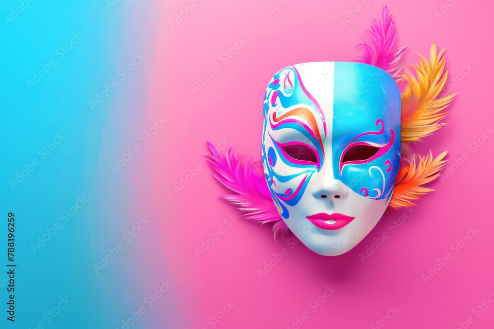 Dramatic Elegance: A Celebration of Theatrical Masquerade Balls with Elaborate Costumes and Vibrant Celebrations in an Elegant Atmosphere - obrazy, fototapety, plakaty 