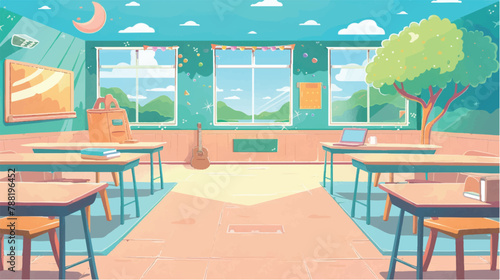 school classroom view,vector illustration ,Education concept,Generative AI