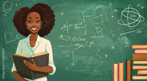 Teacher and blackboard illustration vector.teacher day Generative AI