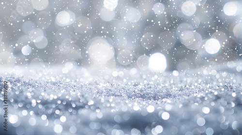 Natural winter Christmas background with heavy snowfall, snowflakes and bokeh, of different shapes and forms. Winter backdrop with falling Christmas ,Background made of silver light leaks 