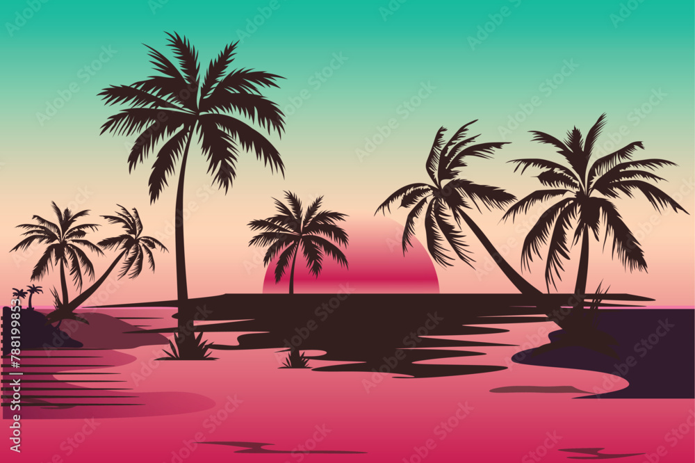 Free vector gradient summer illustration Palm tree concept illustration Free vector 